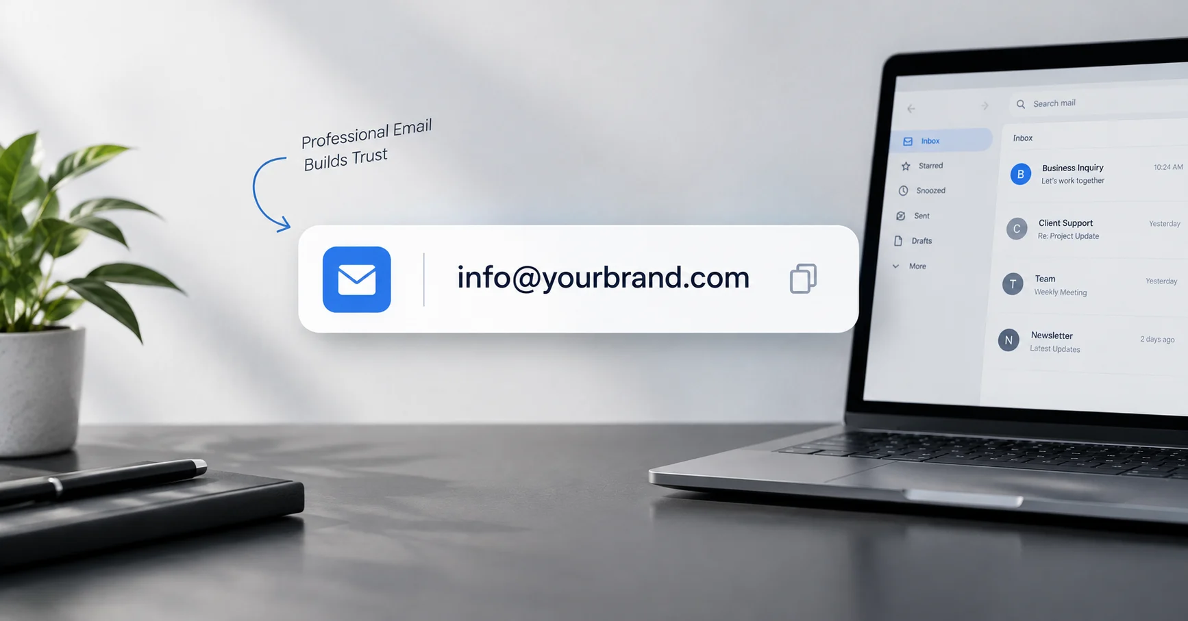 Professional business email displayed on a laptop and smartphone for a business communication setup.
